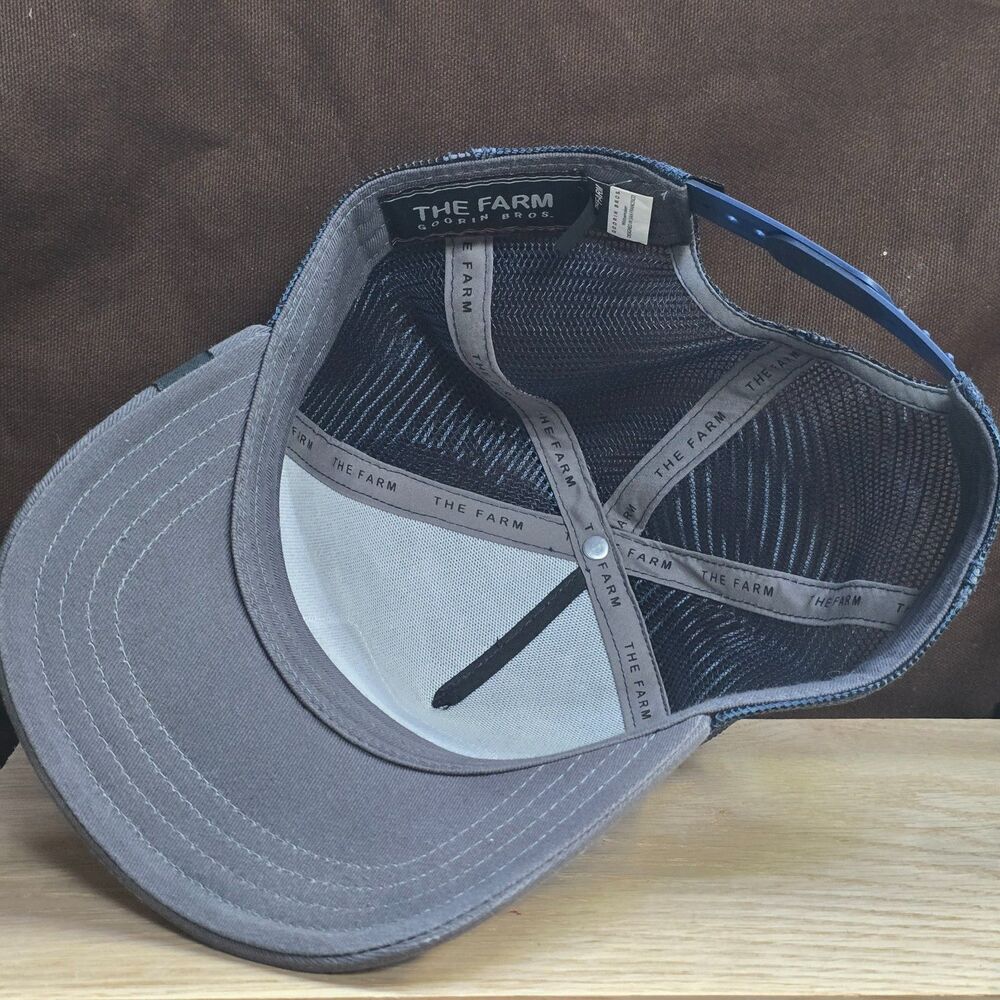 Goorin Bros The Farm Widowmaker Hard Buffalo Trucker Hat Navy Gray Snapback - Picture 6 of 9